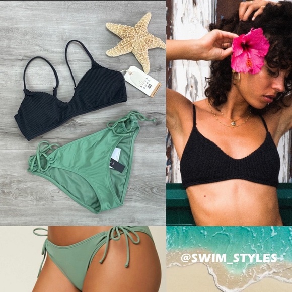 ☀️O’Neill☀️ BILLABONG☀️ SUMMER HIGH BRALETTE SALTWATER SOLIDS MINA BOTTOM BIKINI - Picture 1 of 12